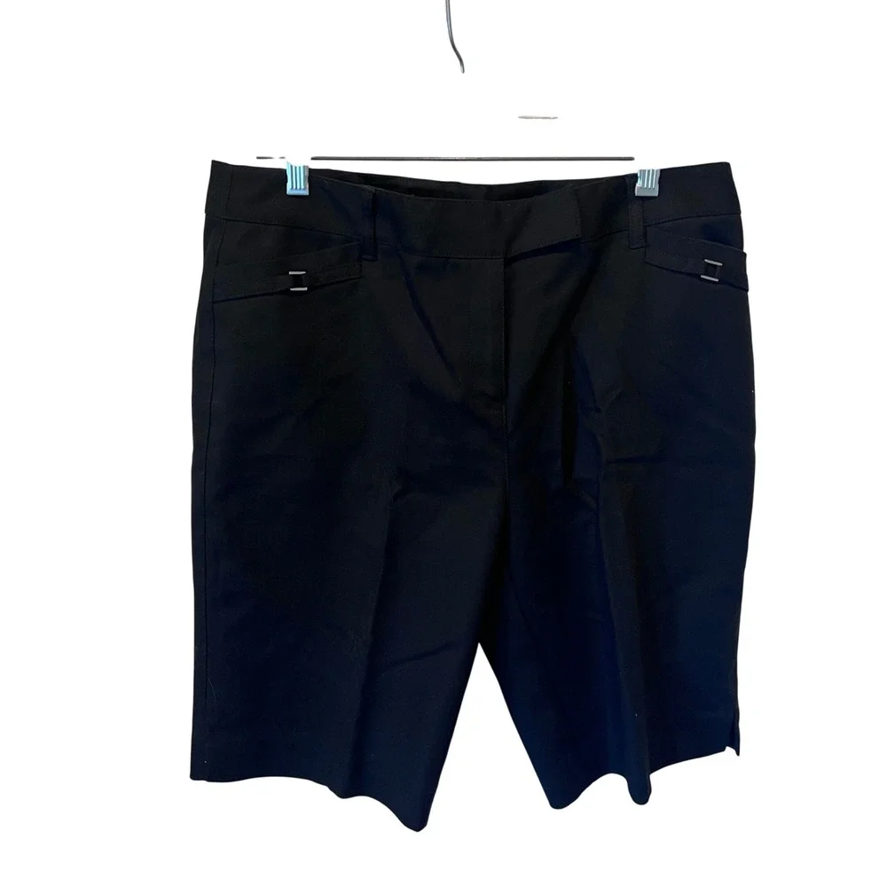 Anne Klein Black Bermuda Shorts Womens 10P Petite Tailored Casual preppy
